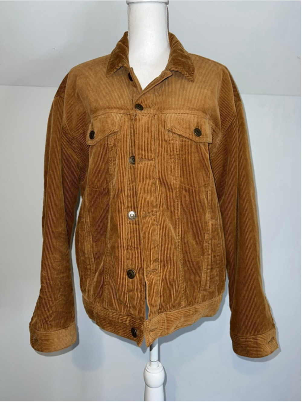 Men's FOREVER 21 Corduroy Lightweight Jacket S Brown Orange